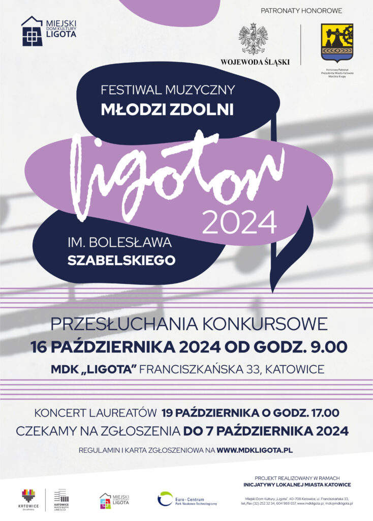 Wojewódzki Festiwal Muzyczny im. Bolesława Szabelskiego „Młodzi Zdolni Ligoton 2024”. Zgłoszenia do 7 października!